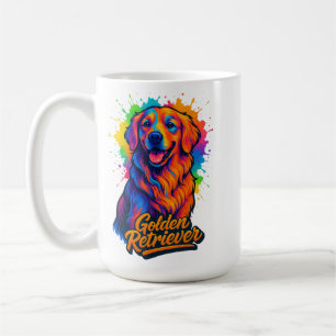 Mug Vibrant Golden Retriever Pop Art - Néon coloré