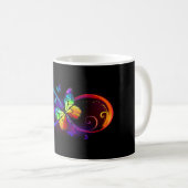 Mug Vibrant infinity with rainbow butterfly on black (Devant droit)