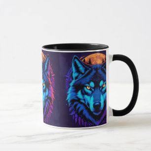 Mug Vibrant Loup Stare Wildlife Fierce Gaze