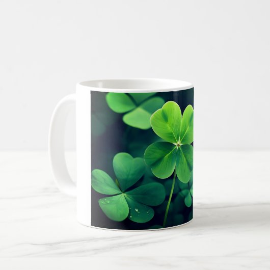 Mug Vibrant Lucky Four Leaf Clover - Sparkle w (Devant gauche)