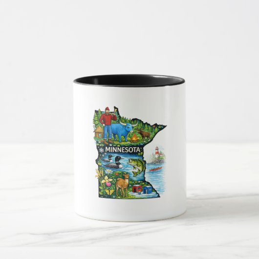 Mug Vibrant Minnesota State Map-Paul Bunyan/Northwoods (Centre)