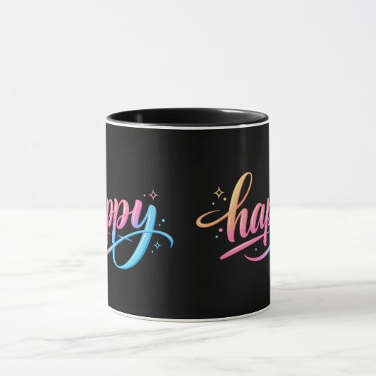 Mug Vibrant Pastel Gradient HAPPY Typography - Modern  (Centre)