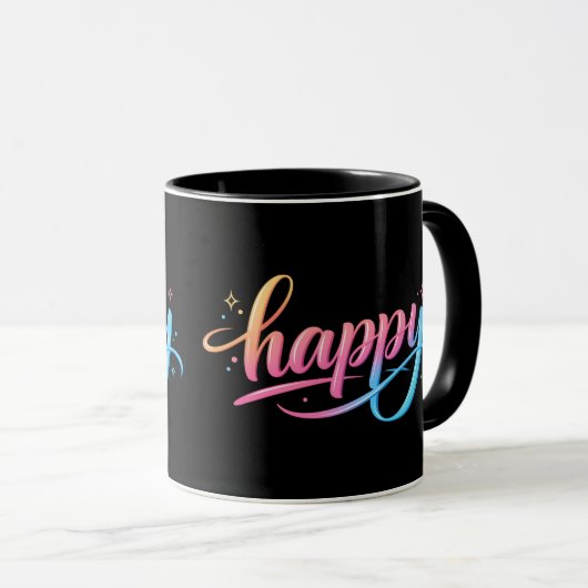 Mug Vibrant Pastel Gradient HAPPY Typography - Modern  (Devant droit)