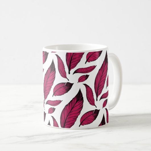 Mug Vibrant Pink Feather Pattern (Devant droit)