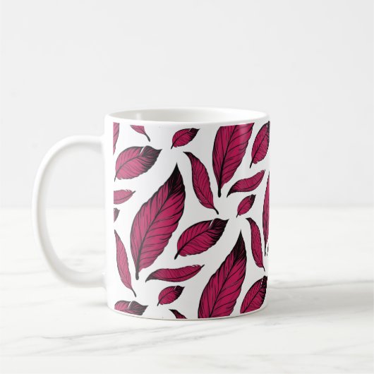 Mug Vibrant Pink Feather Pattern (Gauche)