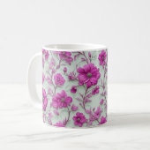 Mug Vibrant Pink Floral Pattern With Magenta Flowers (Devant gauche)