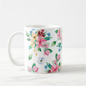 Mug Vibrant Pink Green Floral Folial Imprimer (Gauche)