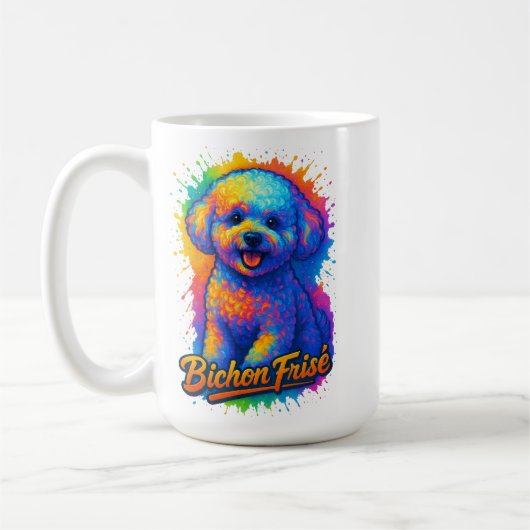 Mug Vibrant Pop Art Bichon Frisé (Gauche)