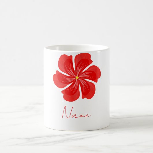 Mug Vibrant Red Petal Bloom - Minimalist Floral Art (Centre)