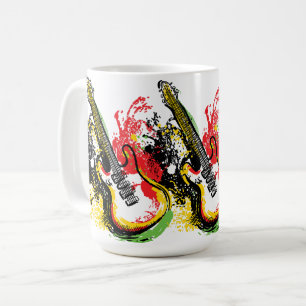 Mug Vibrant Retro Groove : Éclaboussure de guitare éle