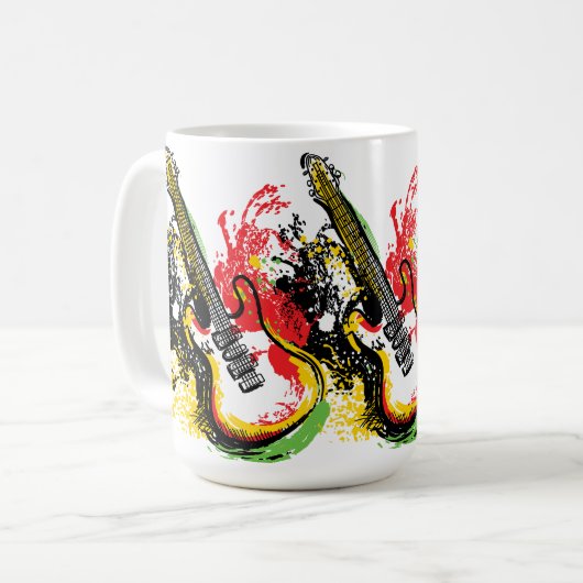 Mug Vibrant Retro Groove : Éclaboussure de guitare éle (Devant gauche)