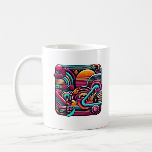 Mug "Vibrant Retro Neon Geometry" (Gauche)