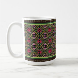 Mug Vibrant rose et vert tissu Abstrait Art