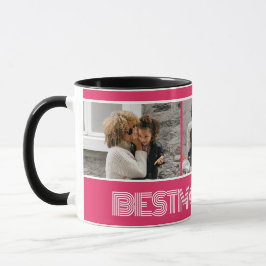 Mug Vibrant Rose Meilleure Maman Ever 3 Photo Collage  (Gauche)