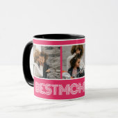 Mug Vibrant Rose Meilleure Maman Ever 3 Photo Collage  (Devant gauche)