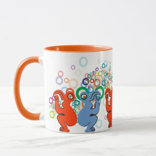 Mug Vibrant Rouge et bleu Eastern Island Bird Design (Gauche)