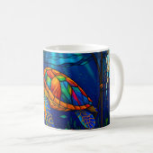 Mug Vibrant Stained Glass Sea Turtle Ocean Design (Devant droit)