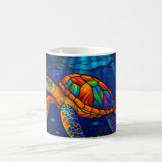 Mug Vibrant Stained Glass Sea Turtle Ocean Design (Centre)