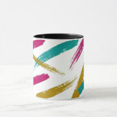 Mug Vibrant Strokes,Teal, Magenta & Mustard pattern (Centre)
