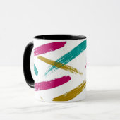 Mug Vibrant Strokes,Teal, Magenta & Mustard pattern (Devant gauche)