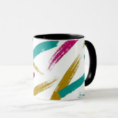 Mug Vibrant Strokes,Teal, Magenta & Mustard pattern (Devant droit)