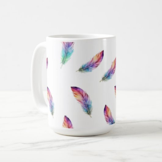 Mug Vibrant Watercolor Feather All-Over Print (Devant gauche)