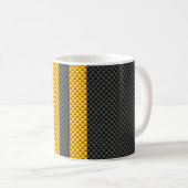Mug Vibrant Yellow Racing Stripes Carbon Fiber Style (Devant droit)