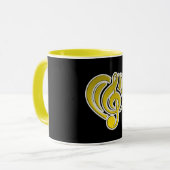Mug Vibrations Amour Musical Coeur Jaune Musique Note  (Devant gauche)