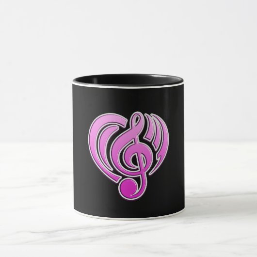 Mug Vibrations Amour musical Coeur rose Note DJ (Centre)