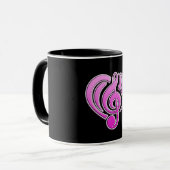 Mug Vibrations Amour musical Coeur rose Note DJ (Devant gauche)