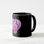 Mug Vibrations Amour musical Coeur rose Note DJ (Devant droit)