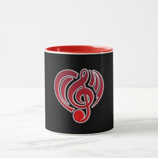 Mug Vibrations Amour musical Coeur rouge Musique Note (Centre)