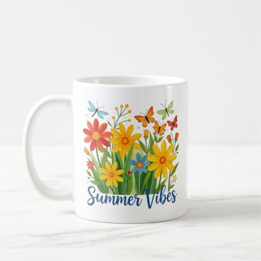 Mug Vibrations d'été Floral avec Papillons (Gauche)