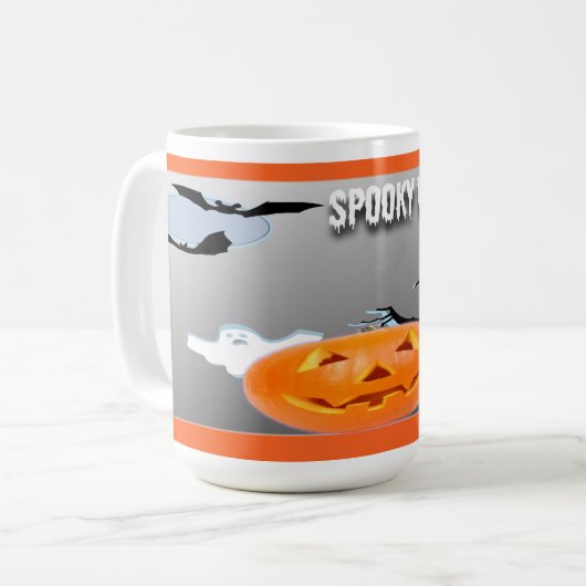 Mug Vibrations Sombres avec Bordure Orange (Devant gauche)