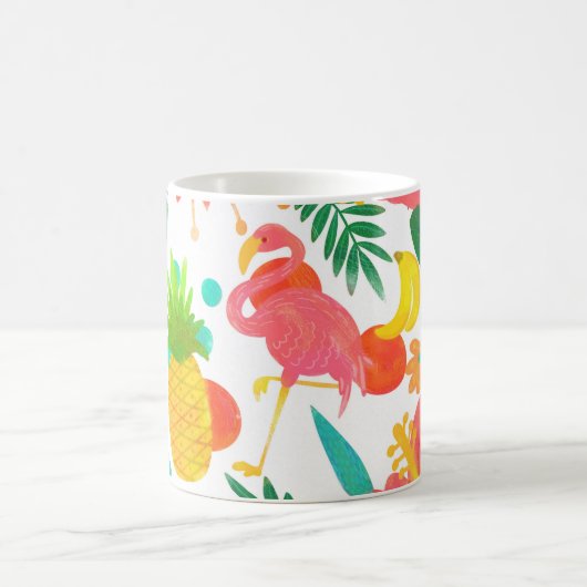Mug Vibrations Tropicales Feuilles Florales Été Chic (Centre)