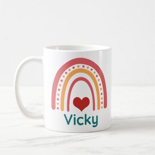 Mug Vicky Name Vintage Boho Rainbow (Gauche)