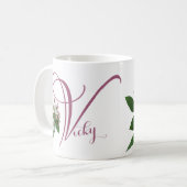 Mug Vicky personnalisable monogramme floral rose chic (Devant gauche)