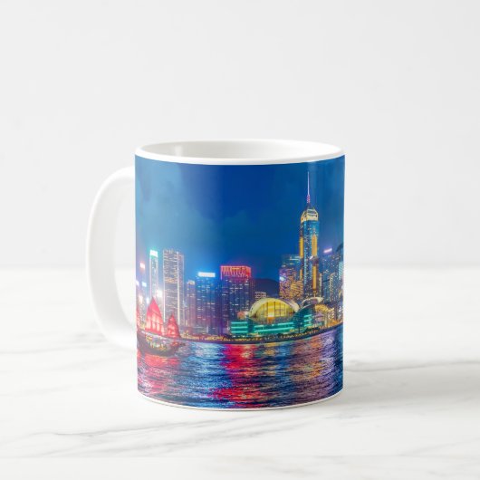 Mug Victoria Harbour & Hong Kong Skyline à la nuit (Devant gauche)