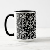 Mug Victorian Black and White Damask Pattern (Gauche)