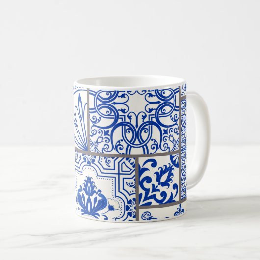 Mug Victorian Majolica : Patchwork Tile Motif. (Devant droit)