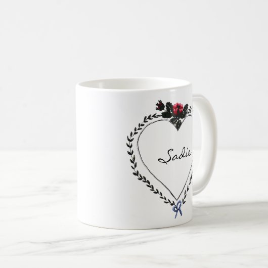 Mug Victorian Style Heart Dark Academia Custom Name (Devant droit)