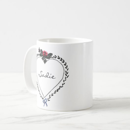 Mug Victorian Style Heart Dark Academia Custom Name (Devant gauche)