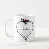 Mug Victorian Style Heart Dark Academia Custom Name (Gauche)