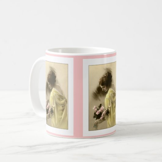 Mug Victorian woman roses, romantic (Devant gauche)