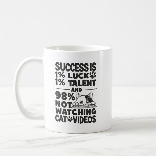 Mug Vidéos de succès contre chats - Drôle Motivationne (Gauche)