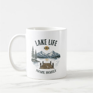 Mug Vie au lac rétro grunge vacances en famille à asso