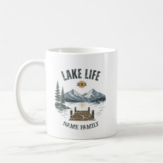 Mug Vie au lac rétro grunge vacances en famille à asso