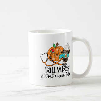 Mug Vie Automne Vibe Et Infirmière Citrouille Épice Au