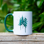 Mug Vie Cabine simple Pins d'aquarelle bleu-vert