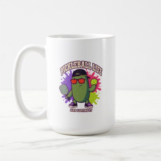 Mug Vie de pickleball Caractère de concombre Humour sp (Gauche)